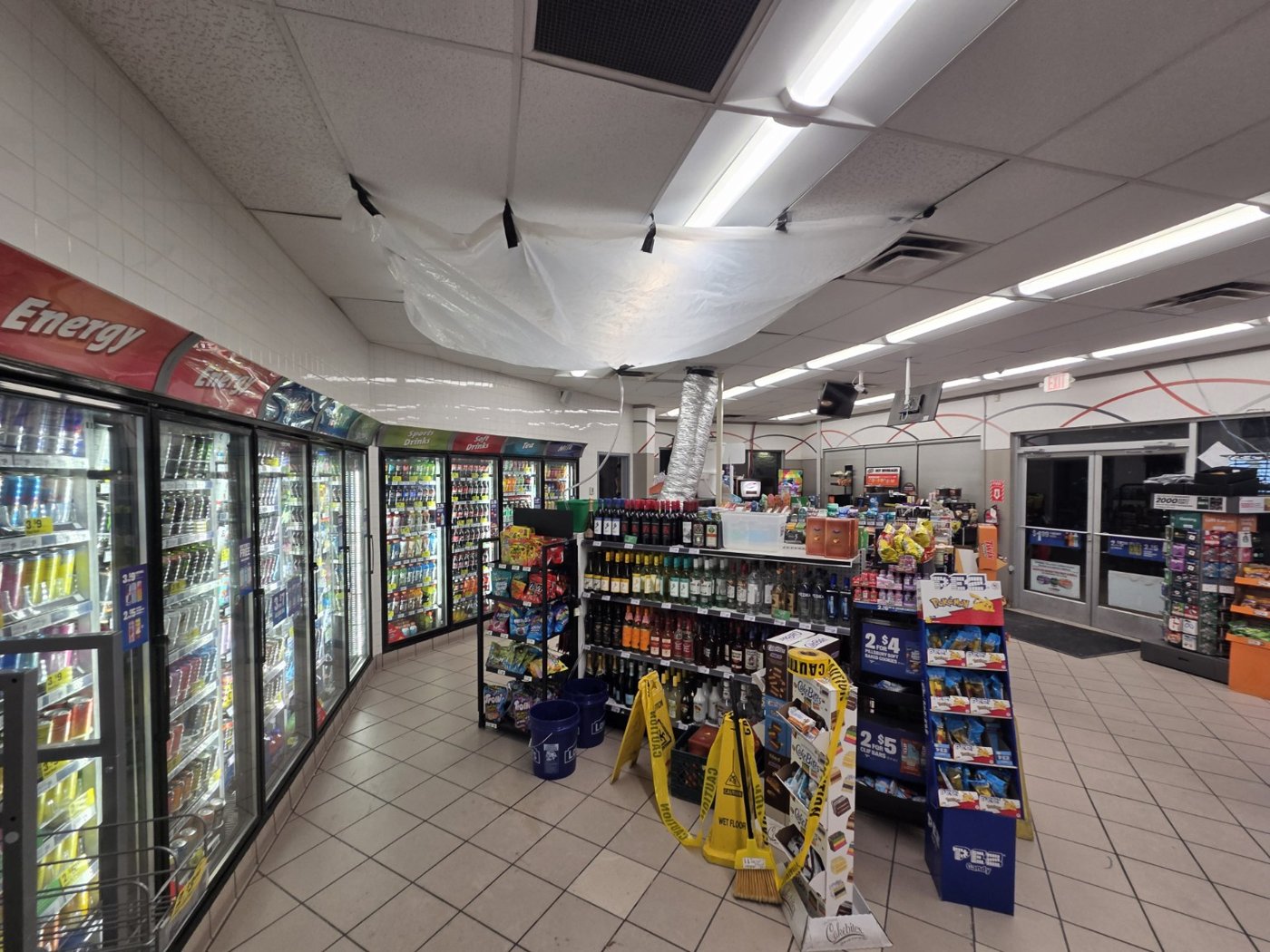 Ceiling work in a retail space